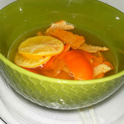 почистить микроволновую печь при помощи цитрусовых лимона апельсина чистая микроволновая печь убрать пятна